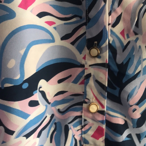 Simply Southern Womens Blouse Top Size medium Blue Floral Long Sleeves - Picture 2 of 7